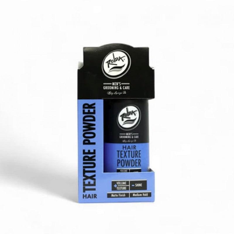 Rolda Hair Texture Powder 1oz bottle with black and blue packaging design.