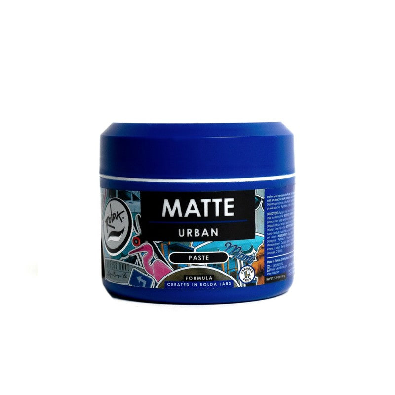 Blue container of Rolda Urban Matte Paste 5.29oz hair styling product