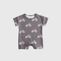 Forever French Baby dirt bike print romper in grey and white for newborns