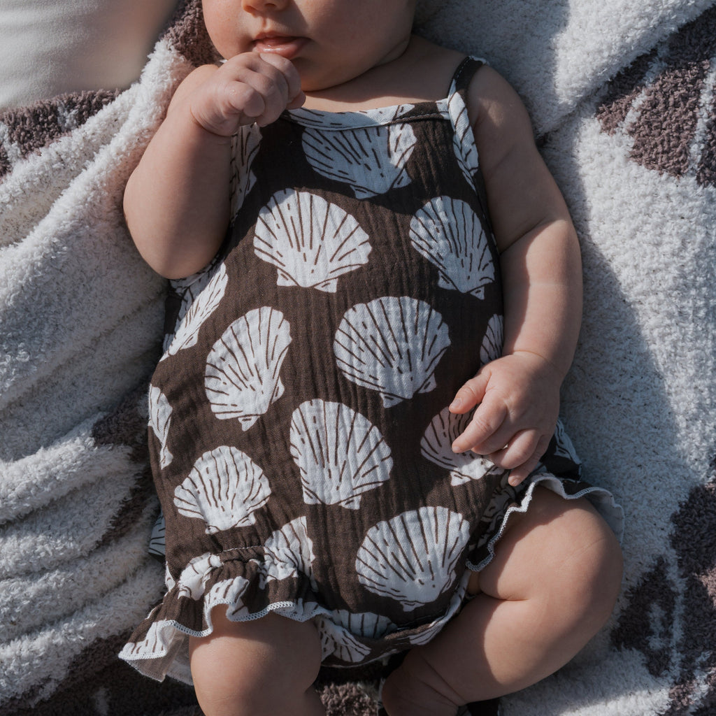 Muslin Sleeveless Tank Romper | Seashells