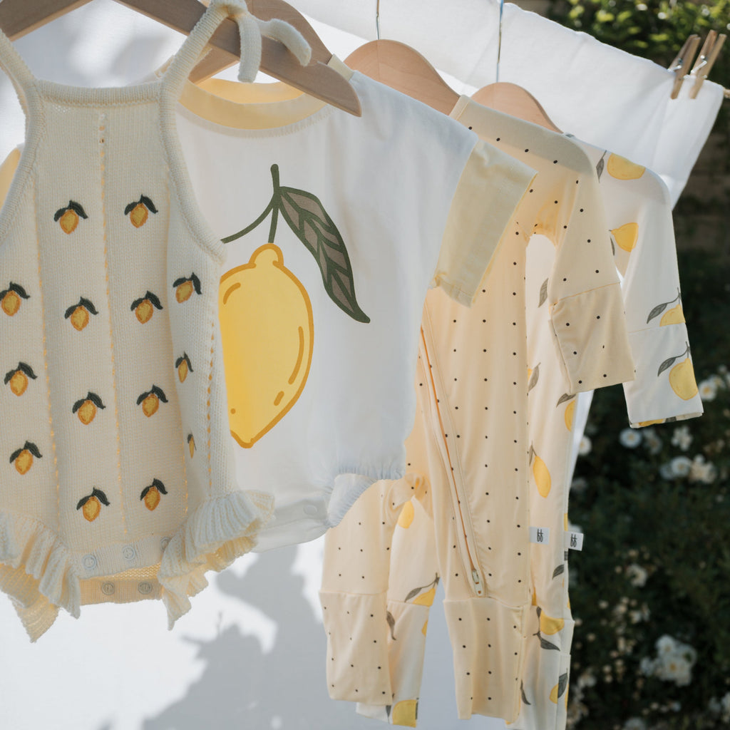 Knit Ruffle Romper | Lemon