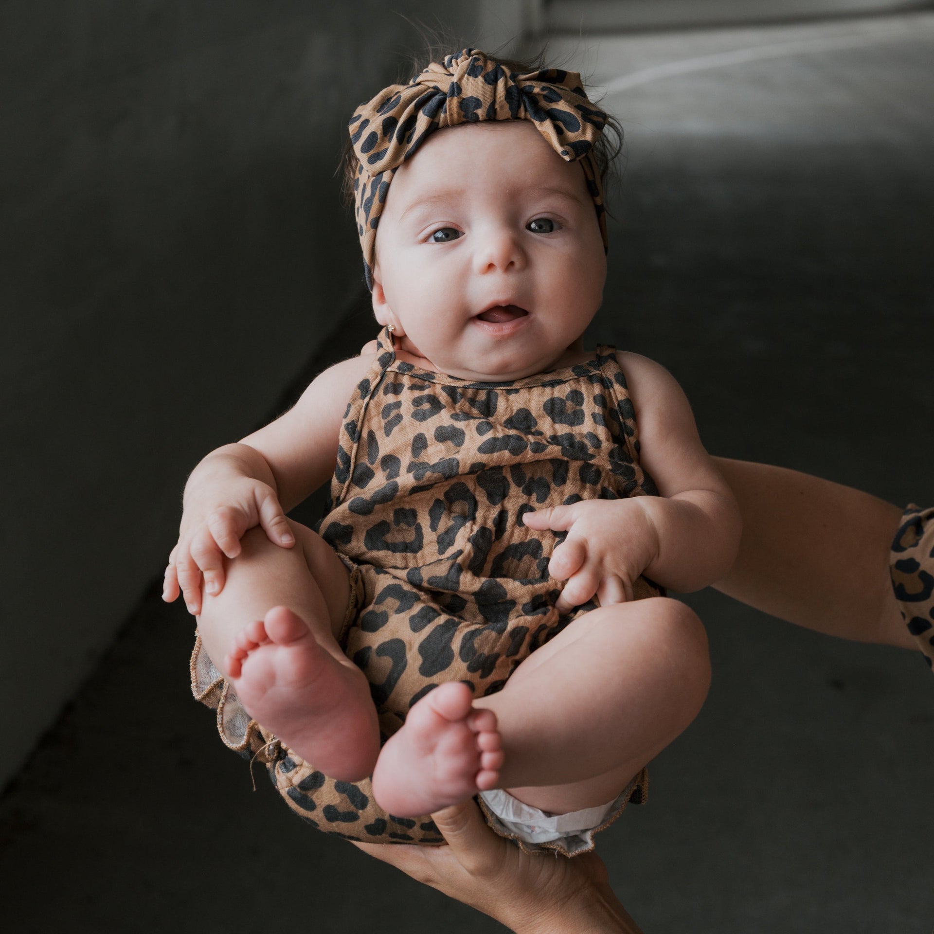 Muslin Sleeveless Tank Romper in Leopard Print for Baby