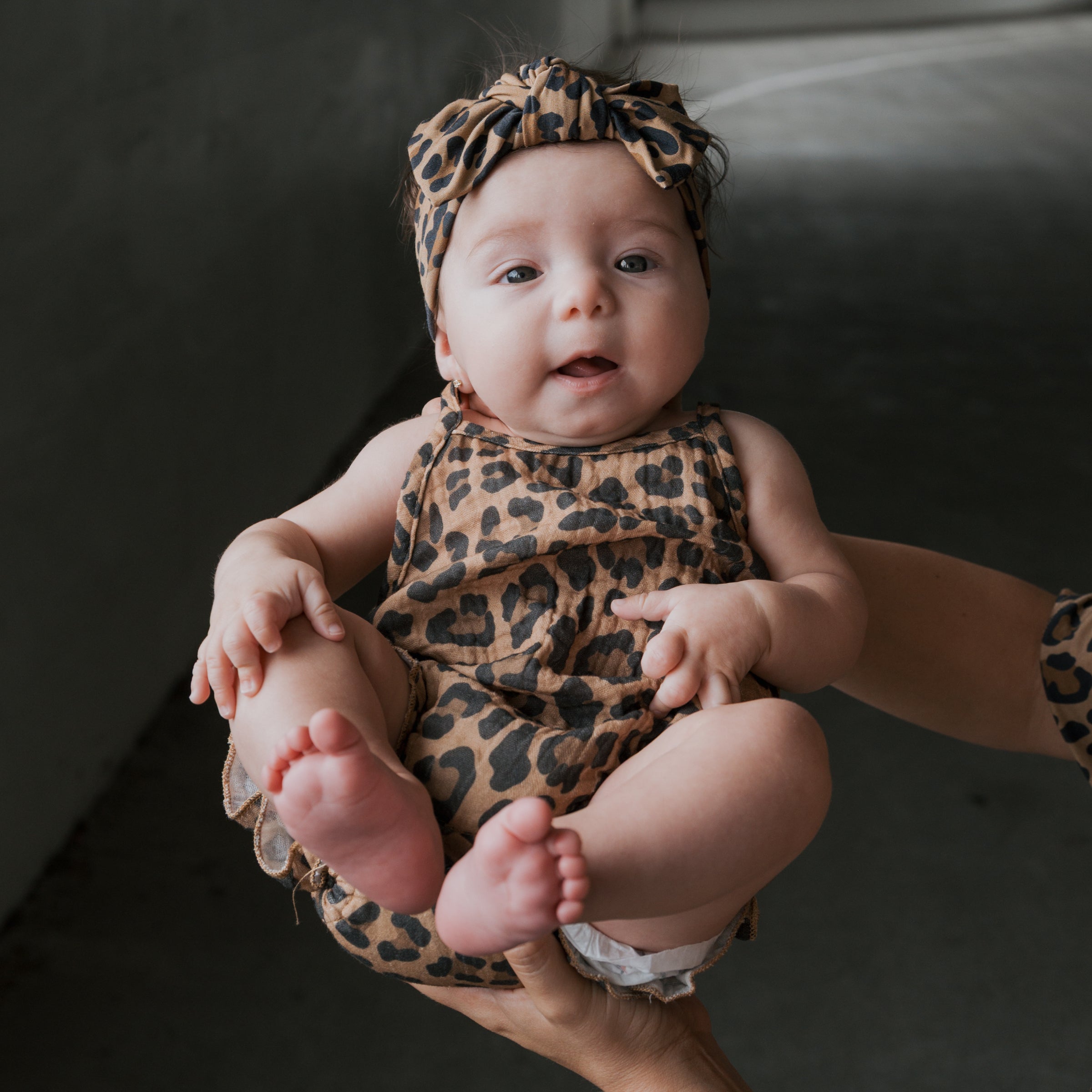 Muslin Sleeveless Tank Romper in Leopard Print for Baby