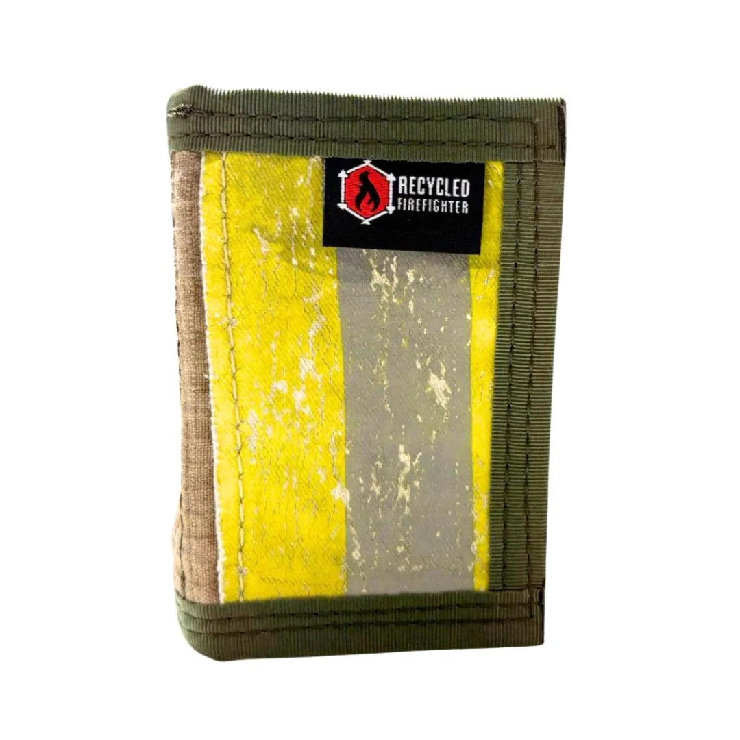 Rookie Wallet Bunker Gear Edition minimalist front-pocket bifold featuring industrial yellow and black gear material.