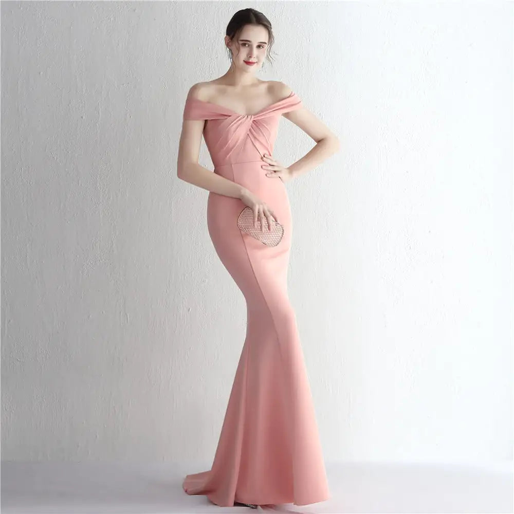 Women's Slim-Fit Off-Shoulder Long Formal Evening Maxi Dress - Image 14