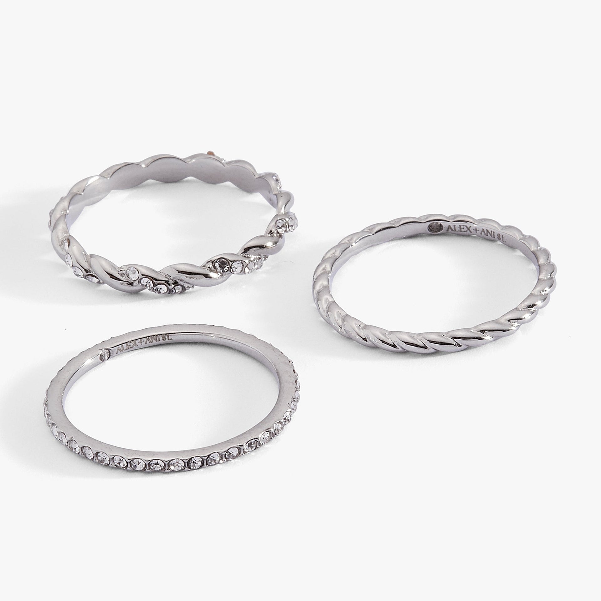 Rope Stacking Ring Set of 3 in Mixed Gold and Silver Tone