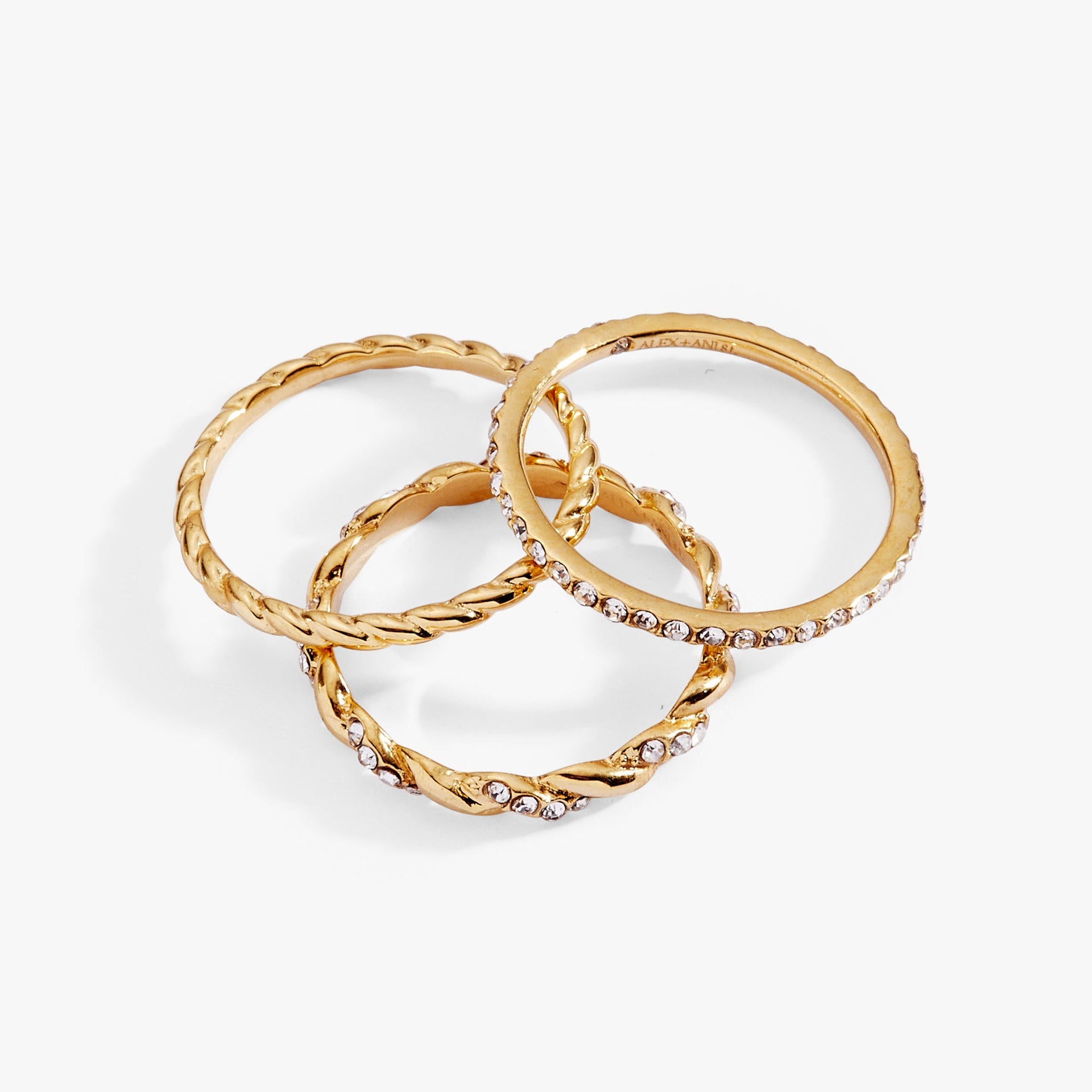 Rope Stacking Ring Set of 3 in Mixed Gold and Silver Tone