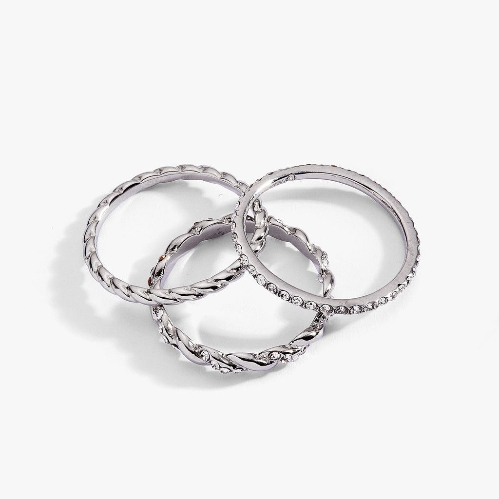 Rope Stacking Ring Set of 3 in Mixed Gold and Silver Tone