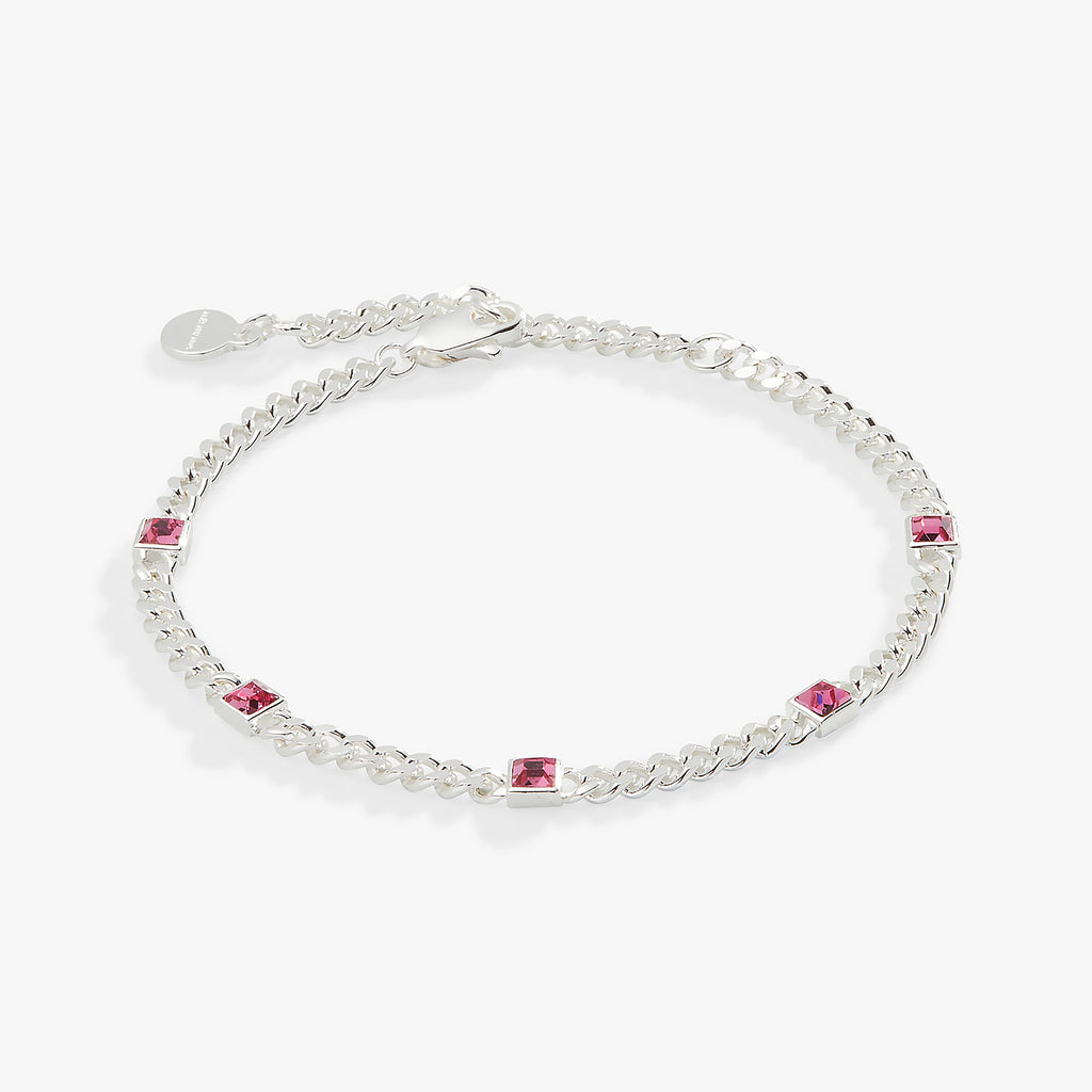 October birthstone rose curb chain bracelet with sparkling crystal charm