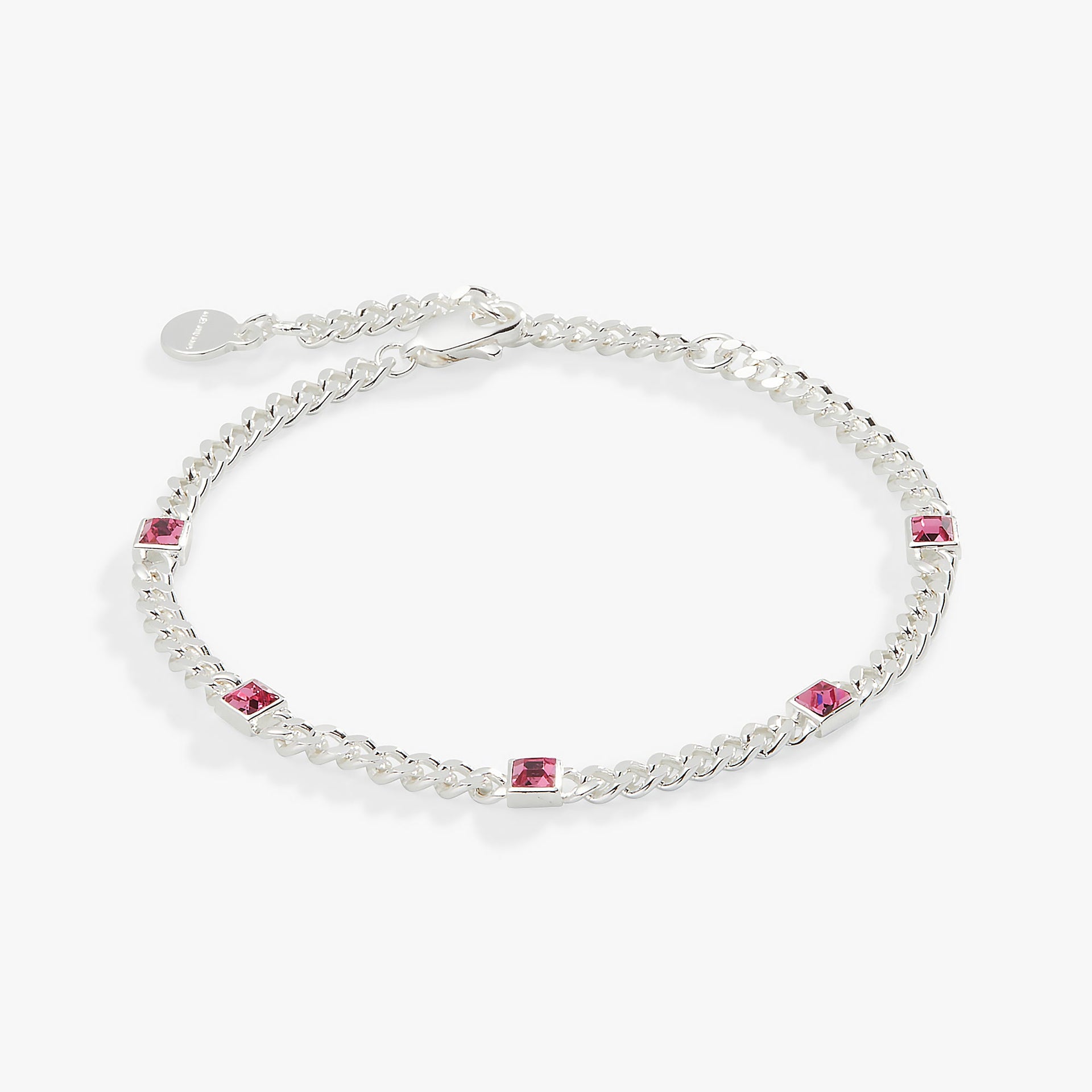 October birthstone rose curb chain bracelet with sparkling crystal charm