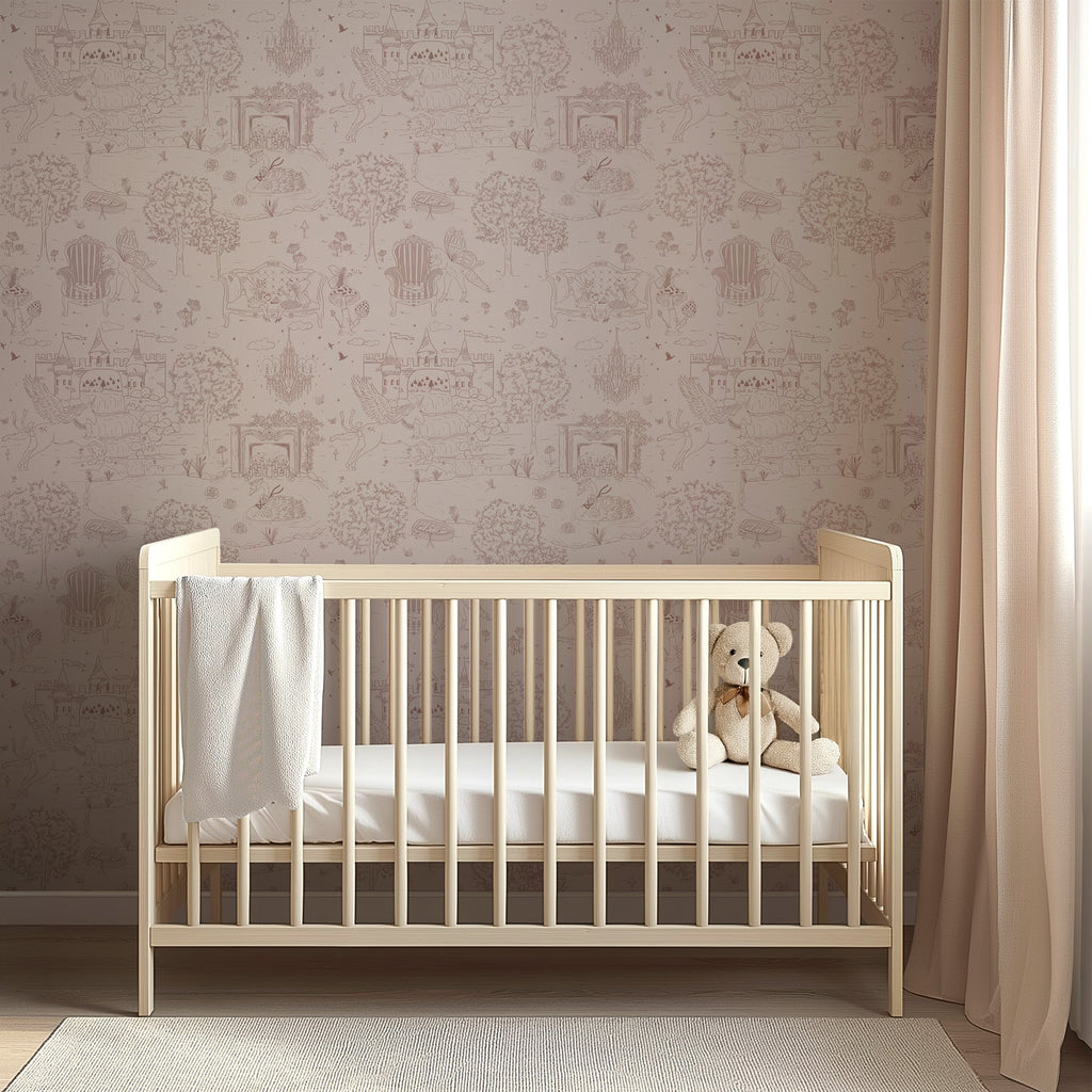 Ginny Whimsical Wallpaper in Pink, Blue, and Green