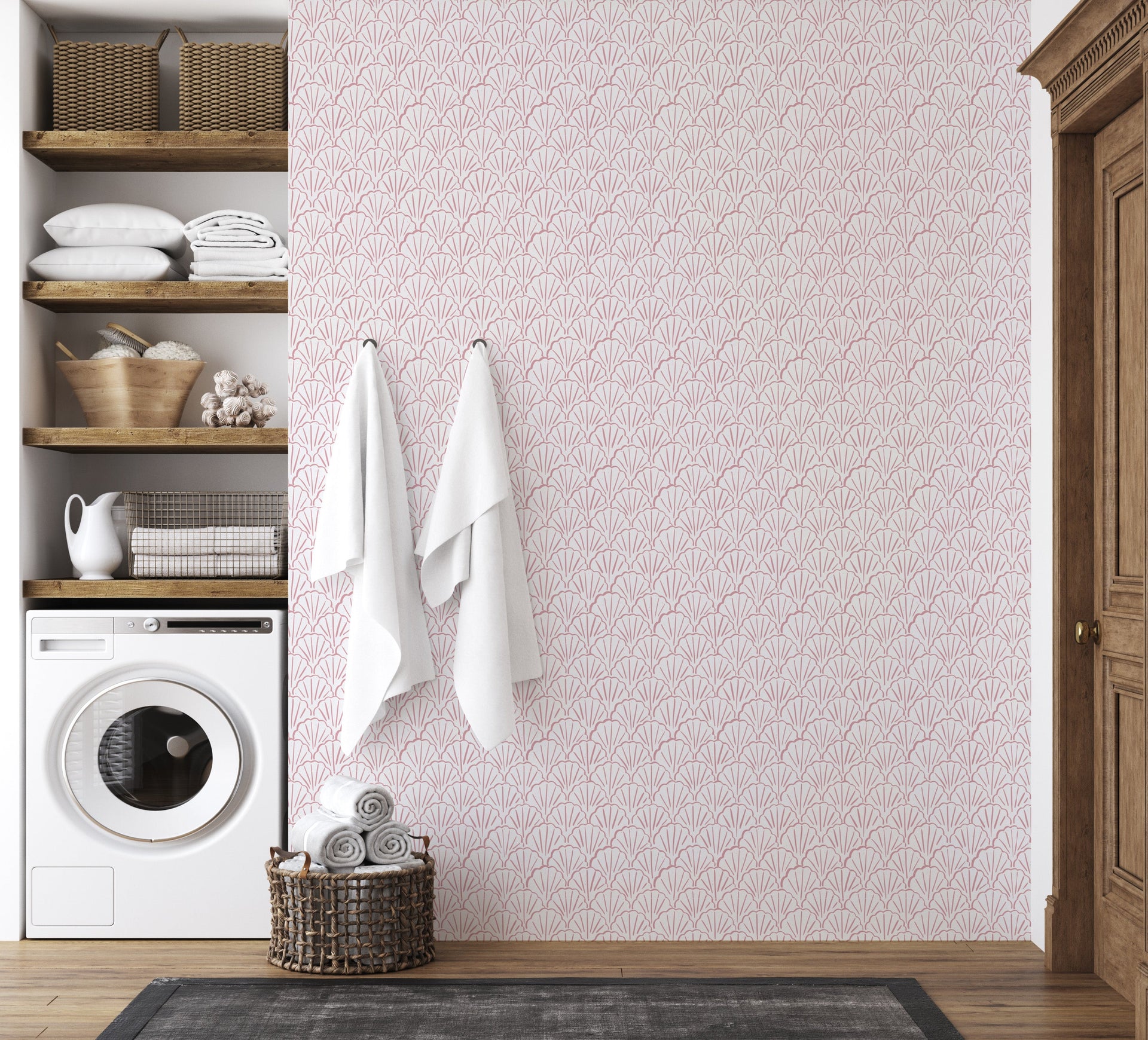 Coralie Geometric Wallpaper, Coastal Minimalist Wall Decor
