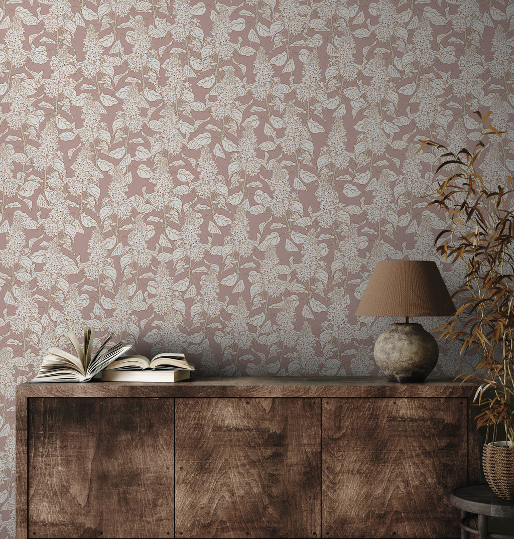 Lilac Floral Peel and Stick Removable Wallpaper for Modern Home