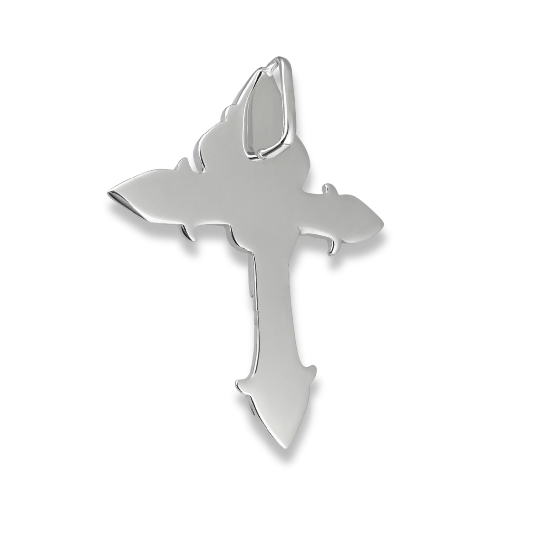 Rose Thorns Moissanite Cross Pendant Solid 925 Sterling Silver