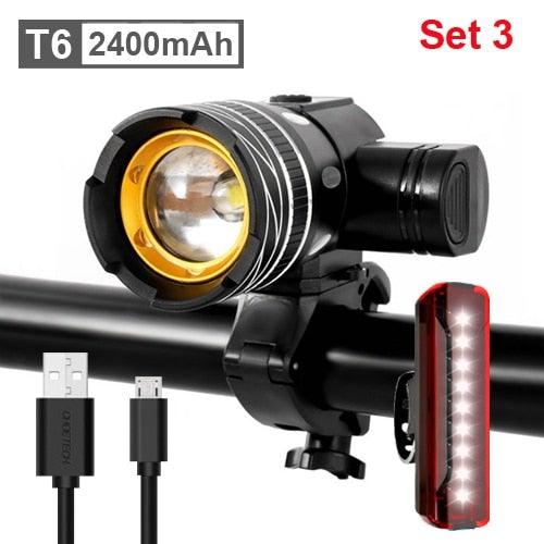800 Lumen LED Bike Light Set, USB Rechargeable Waterproof Headlight