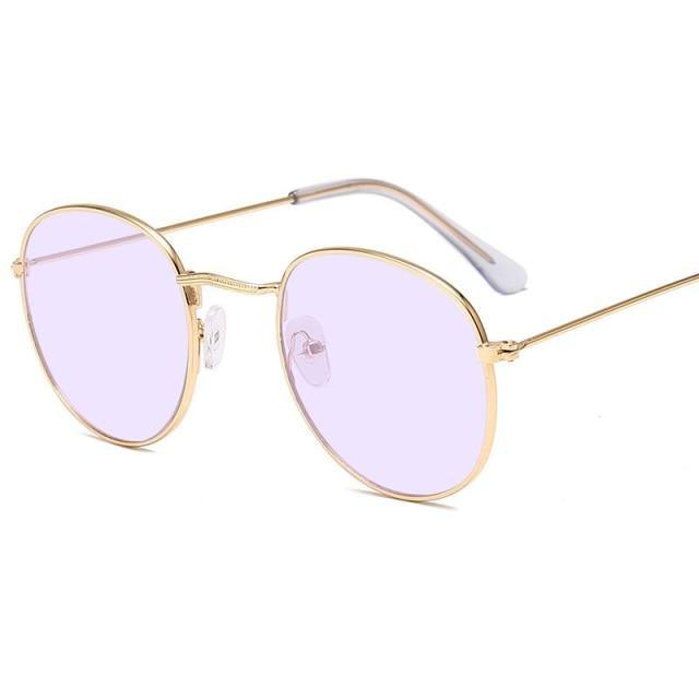 Round Oval Retro Metal Sunglasses Elegant Minimalist Eyewear