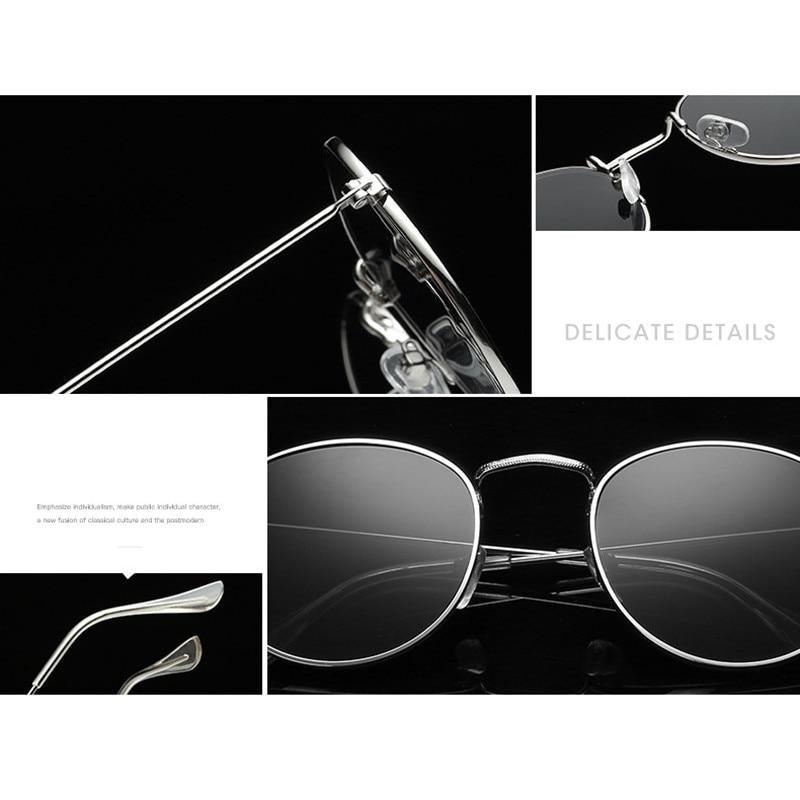 Round Oval Retro Metal Sunglasses Elegant Minimalist Eyewear