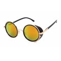 Vintage Round Retro Sunglasses for Men and Women with Leather Sides