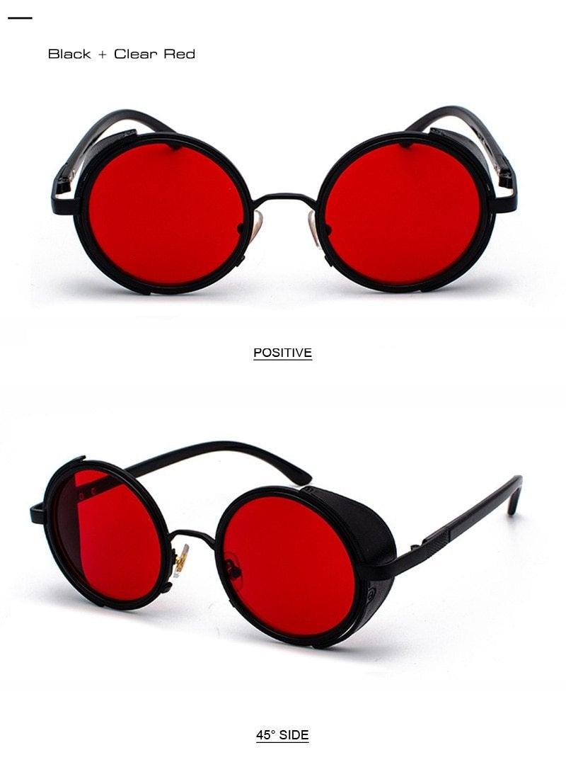 Vintage Round Retro Sunglasses for Men and Women with Leather Sides