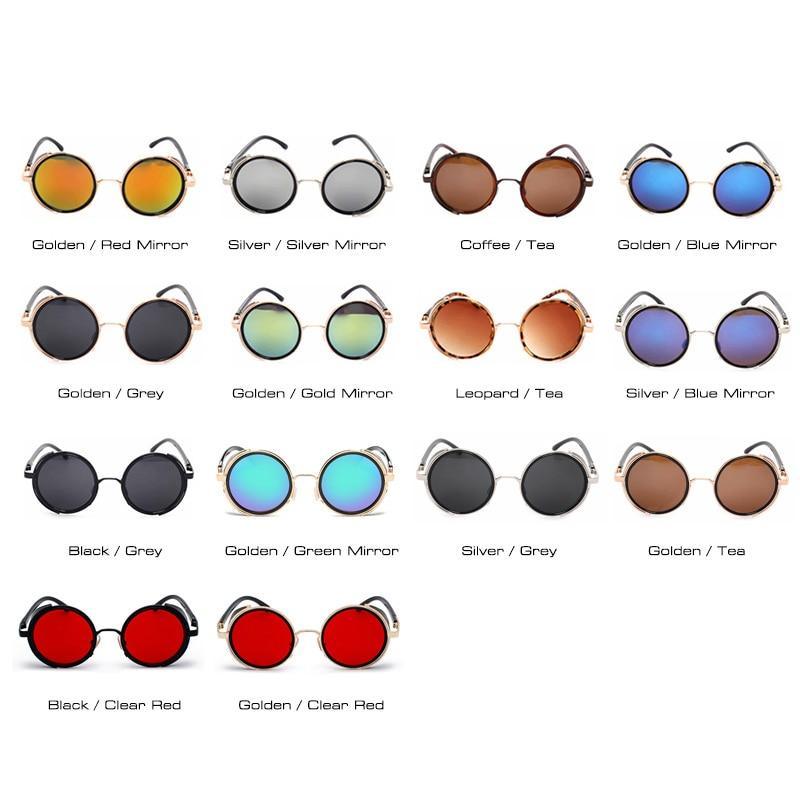 Vintage Round Retro Sunglasses for Men and Women with Leather Sides
