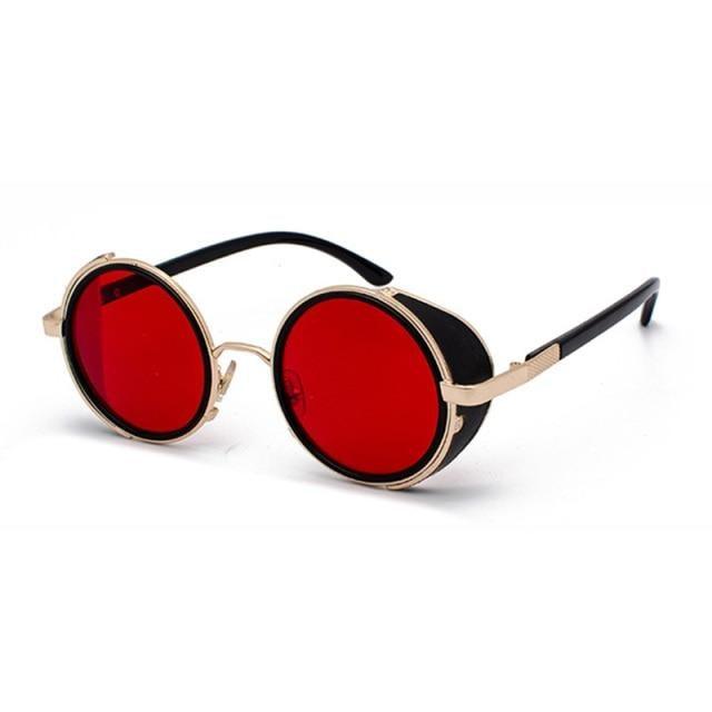 Vintage Round Retro Sunglasses for Men and Women with Leather Sides