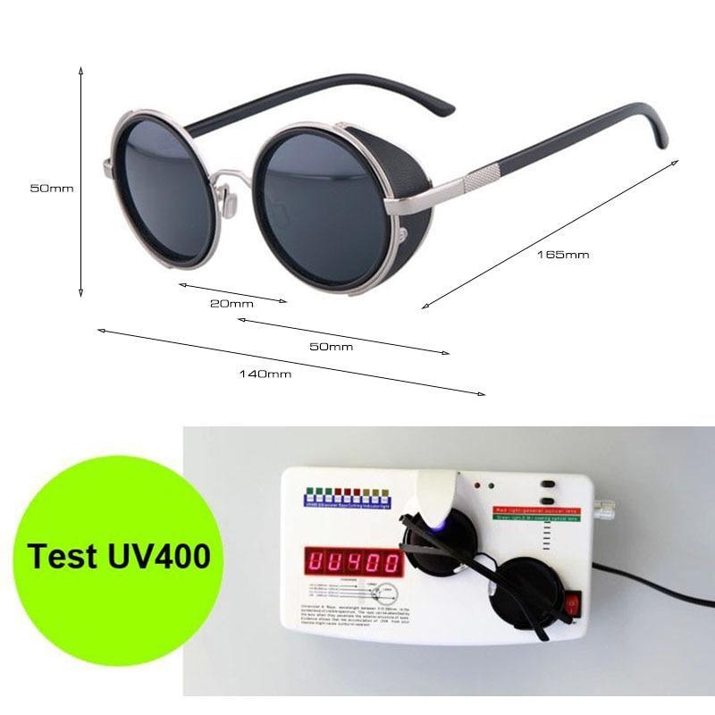 Vintage Round Retro Sunglasses for Men and Women with Leather Sides