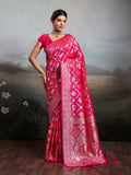 Elegant Rani Pink Silk Blend saree with matching blouse fabric