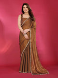 Browne Jimmy Choo fabric saree with lace detailing and matching blouse