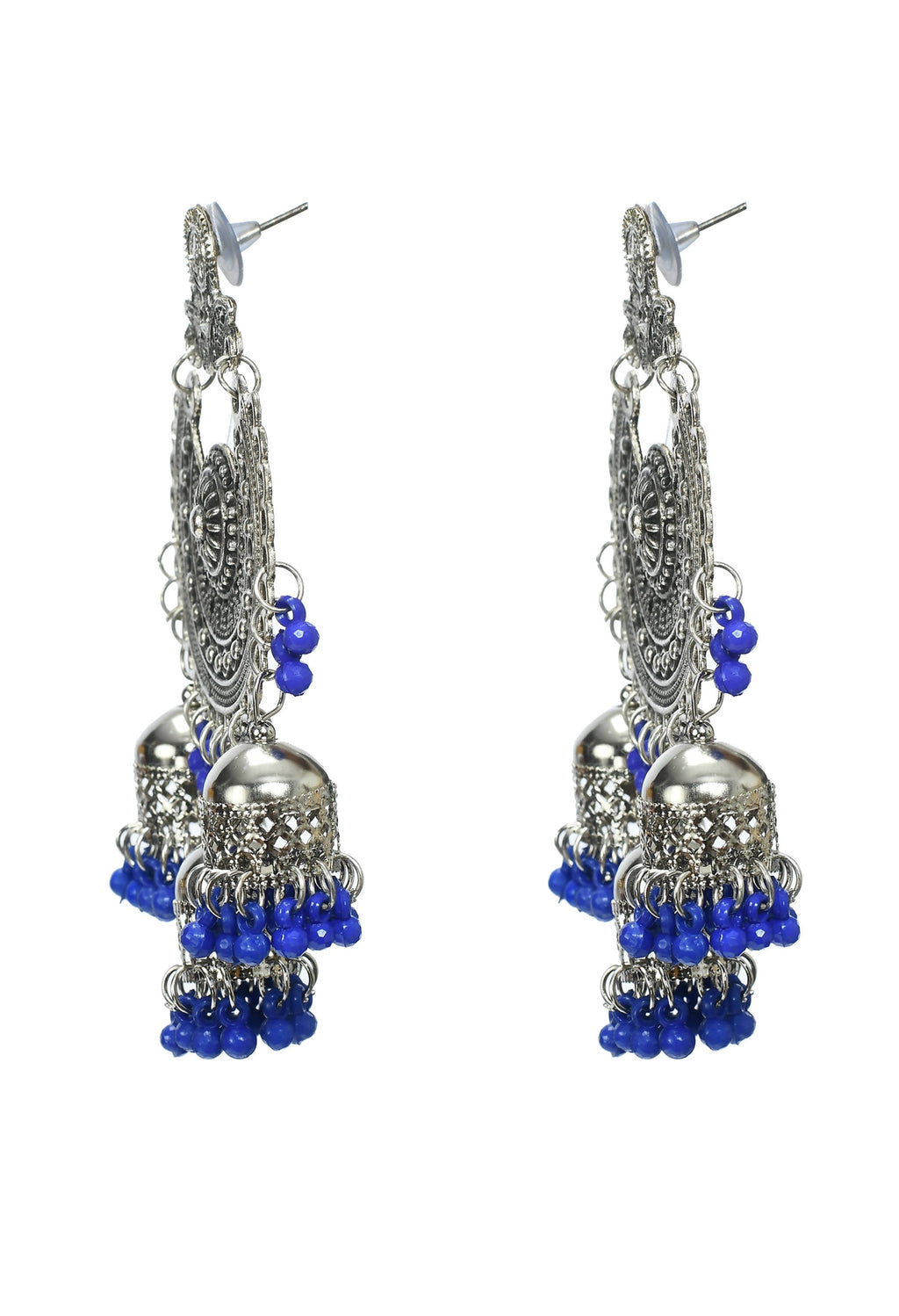 Silver Jhumka Earrings with Maang Tikka for Ethnic Occasions