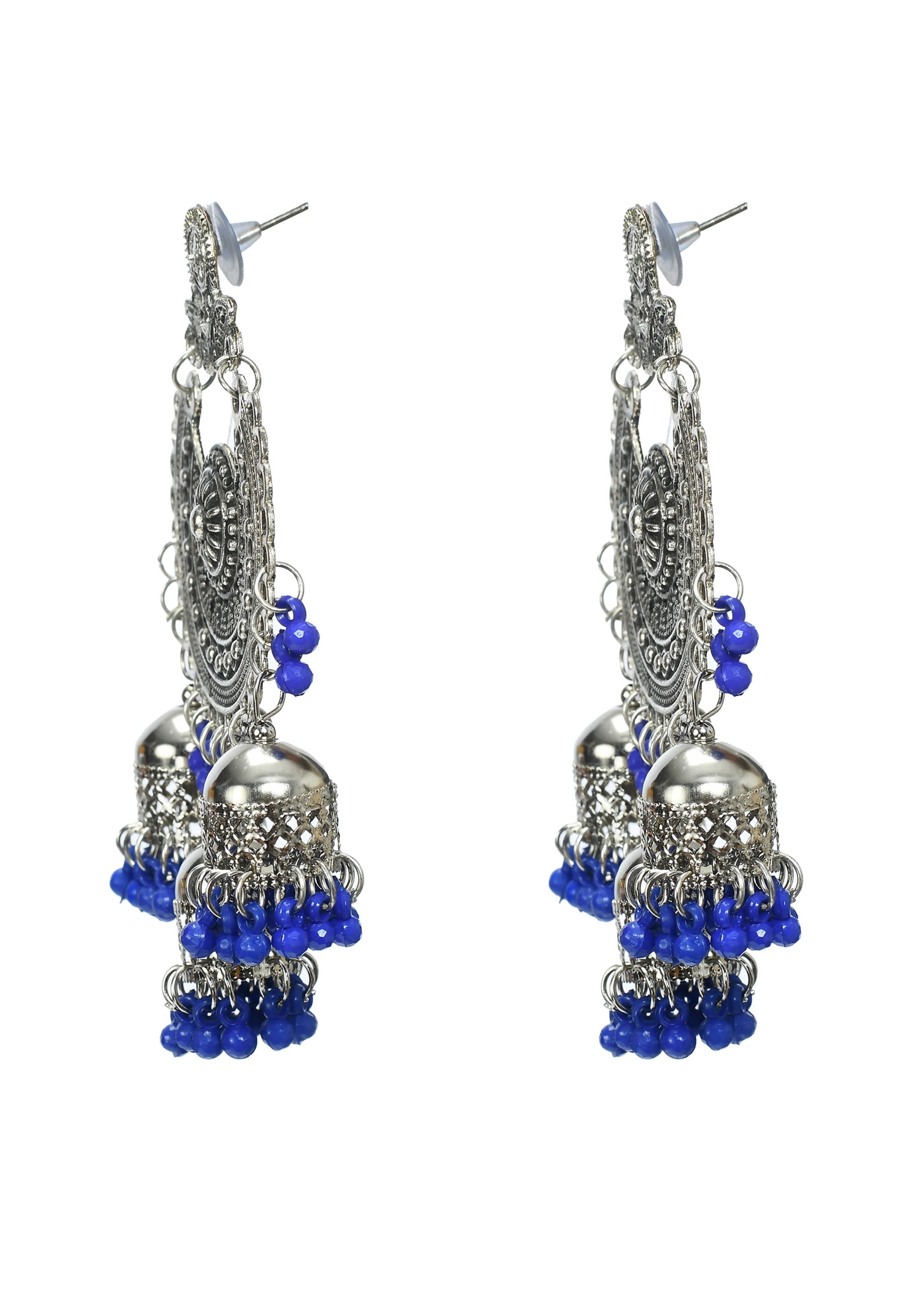 Silver Jhumka Earrings with Maang Tikka for Ethnic Occasions