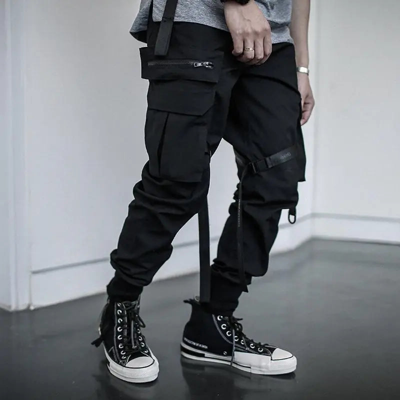 Paratrooper Pants with Streamers and Multi-Pocket Design