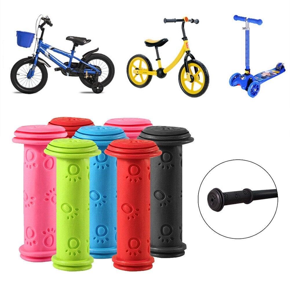 Colorful rubber handlebar grips for kids bikes and scooters