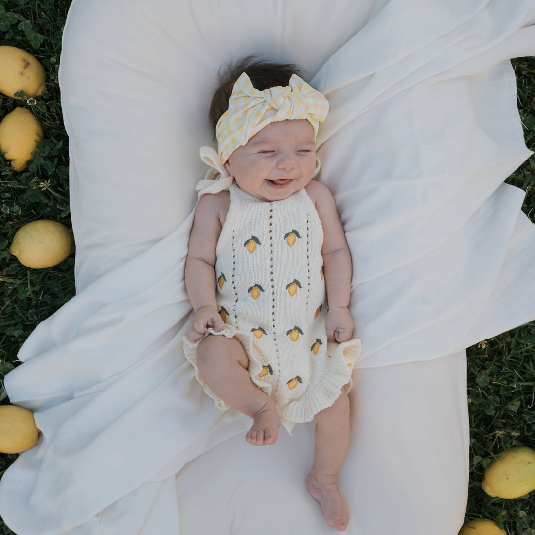 Knit Ruffle Romper | Lemon