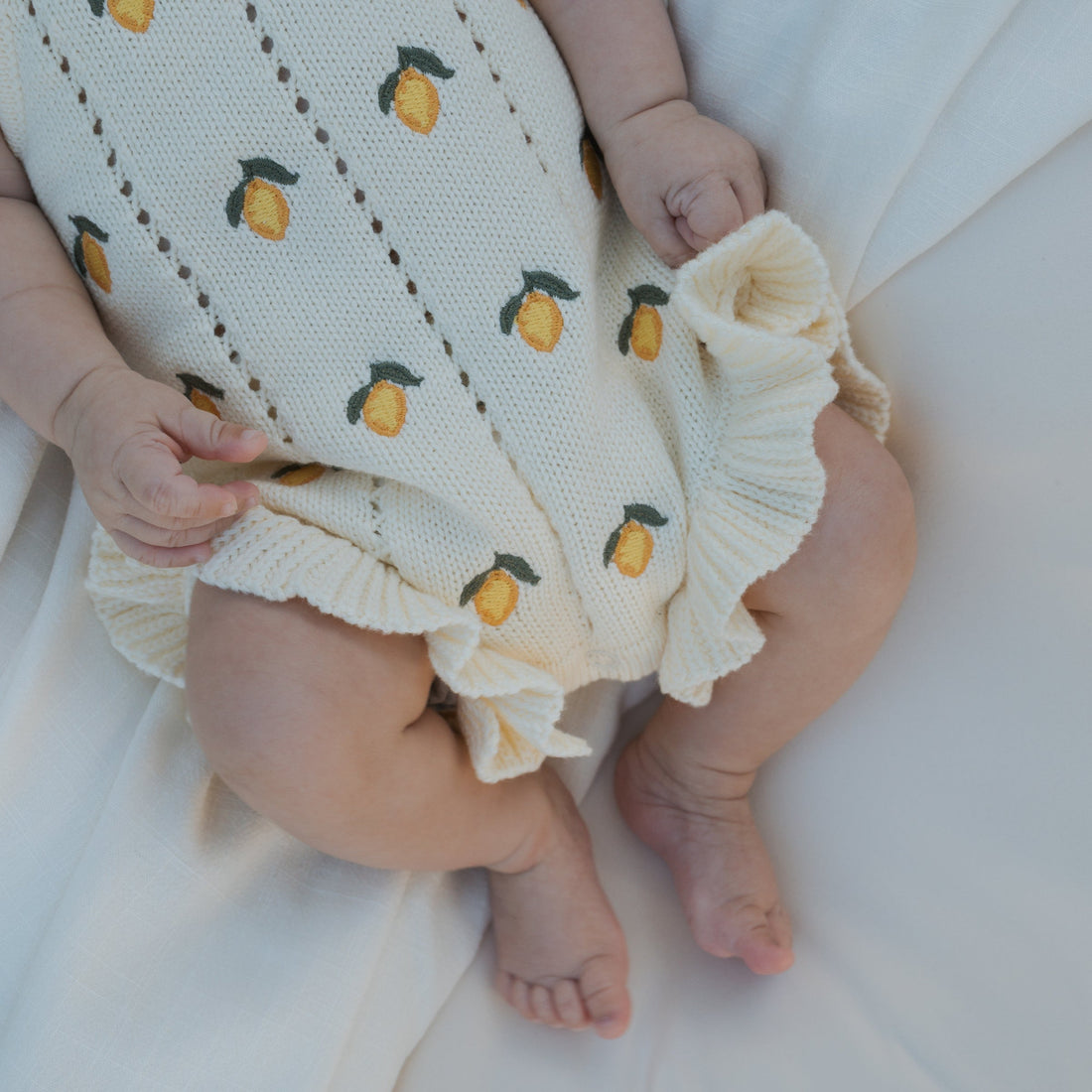 Knit Ruffle Romper | Lemon