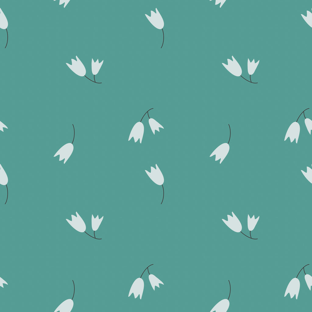 Rumi Floral Peel and Stick Wallpaper in Teal and Off-White