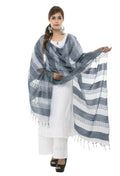 Gray cotton dupatta with intricate Payal design detail draped over a shoulder