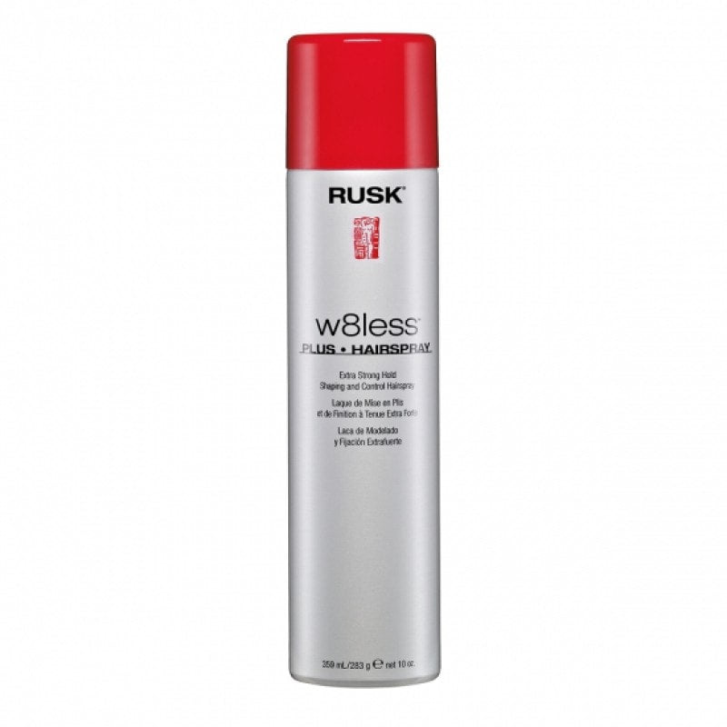 Bottle of Rusk W8less Plus Extra Strong Hold Hairspray 10oz