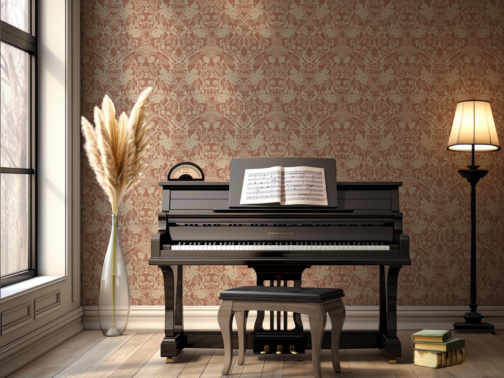 Winslow Floral Wallpaper – Beige, Cream, Pale-pink & Sage-green
