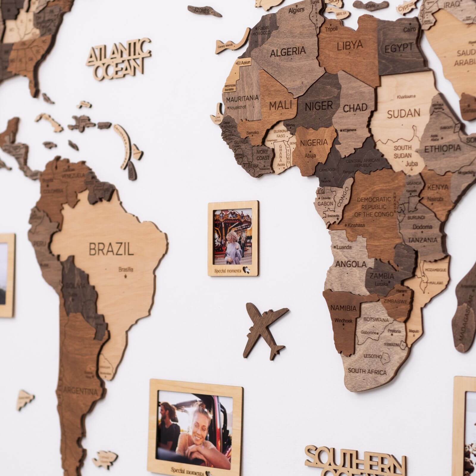 Farmhouse Fall Wooden World Map Modern Rustic Wall Art