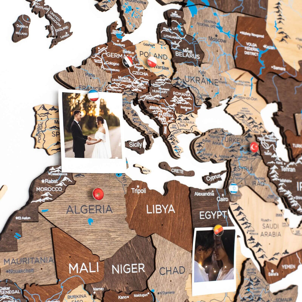 Farmhouse Fall Wooden World Map Modern Rustic Wall Art