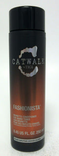 TIGI Catwalk Fashionista Brunette Conditioner bottle in black and bronze packaging