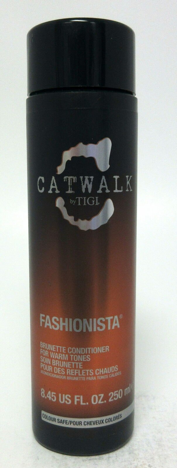 TIGI Catwalk Fashionista Brunette Conditioner bottle in black and bronze packaging