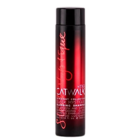 TIGI Catwalk Sleek Mystique Glossing Shampoo bottle in a deep red to black gradient design