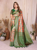 Red Banarasi Tissue Silk saree with intricate weaving patterns