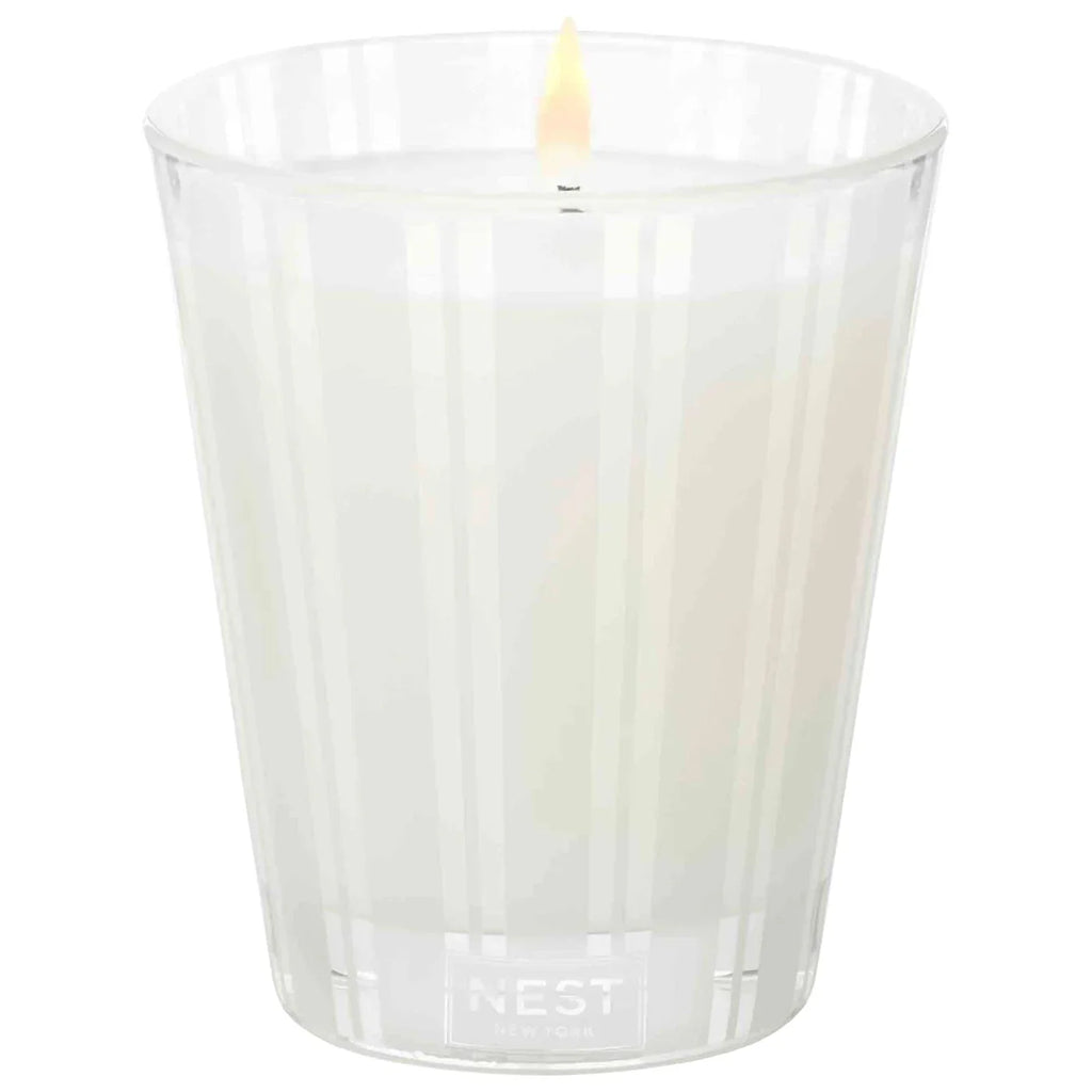 Grapefruit Striped Glass Candle - Modern Fresh Citrus Scent