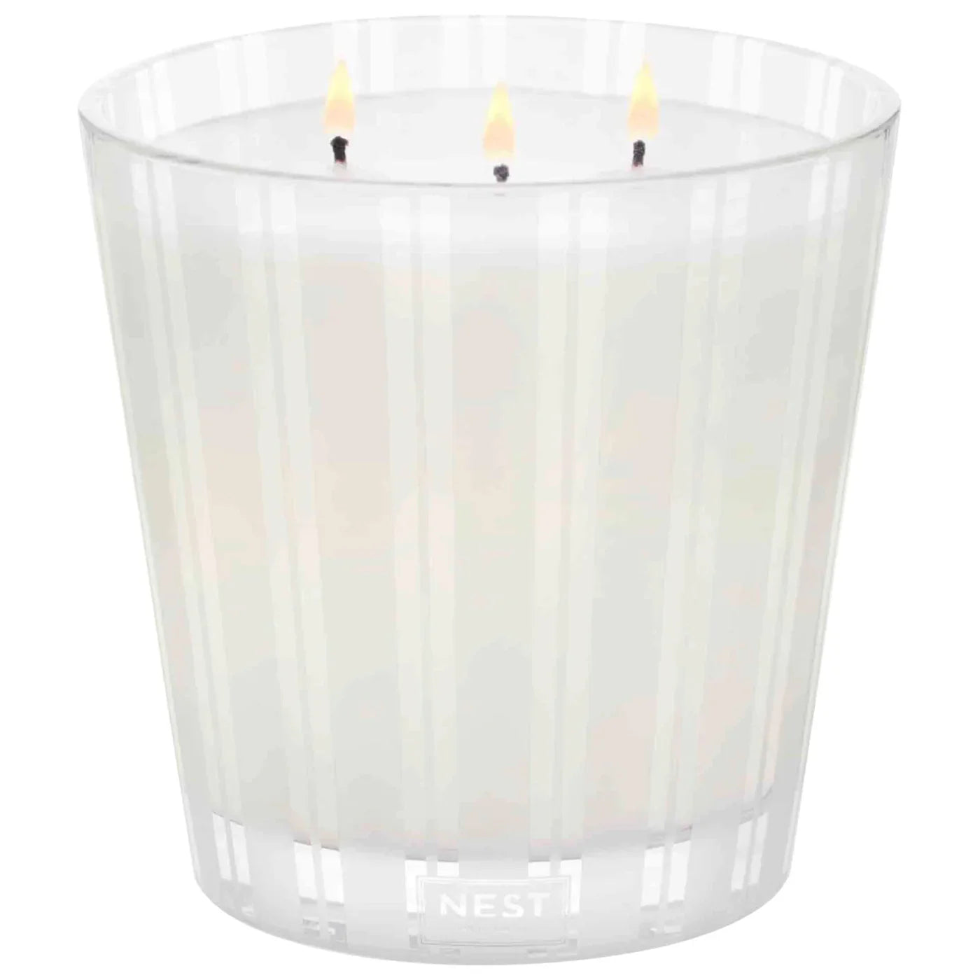 Grapefruit Striped Glass Candle - Modern Fresh Citrus Scent