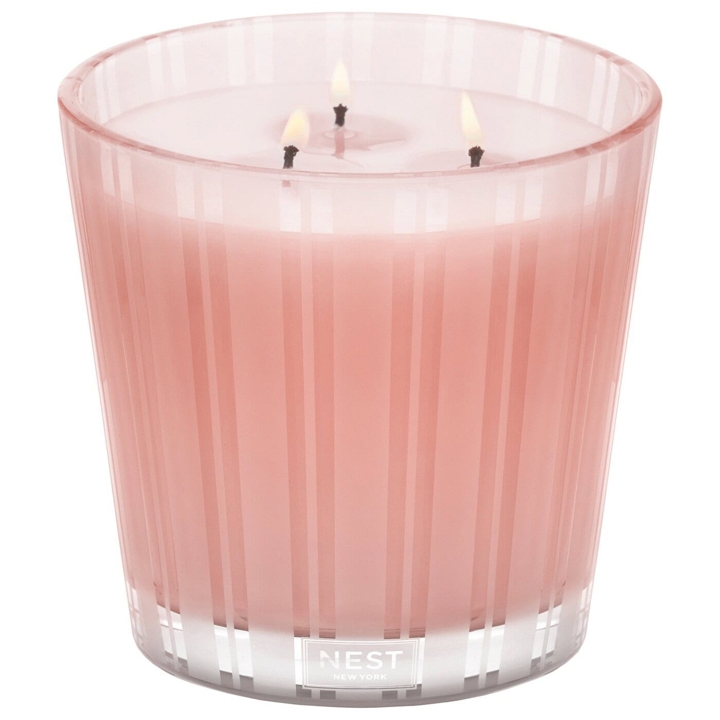 Himalayan Salt & Rosewater Scented Candle in Striped Glass