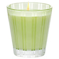 Modern minimalist striped glass candle featuring Lime Zest and Matcha fragrance.