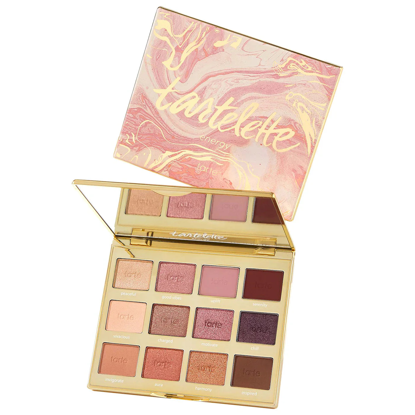Tartelette Energy Amazonian Clay Eyeshadow Palette in shades of pink, gold, and brown