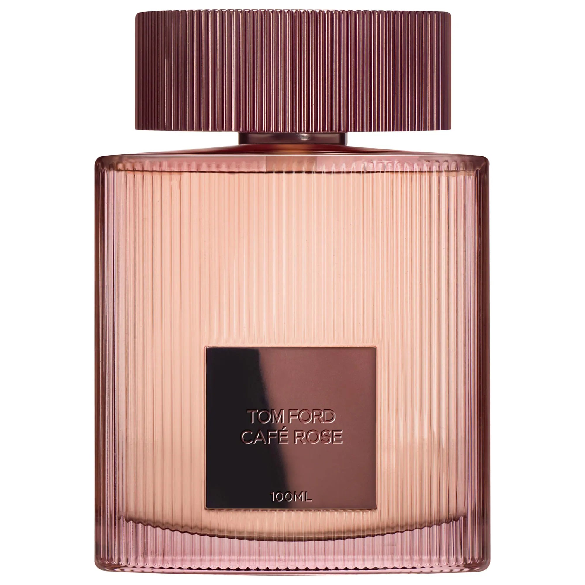 Tom Ford Cafe Rose Eau de Parfum glass bottle with gold-toned branding.